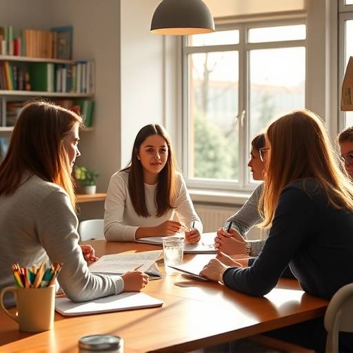 Alunos conversando em francês durante uma aula